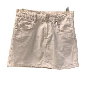 Zara White Denim Mini Skirt with Classic Waistband